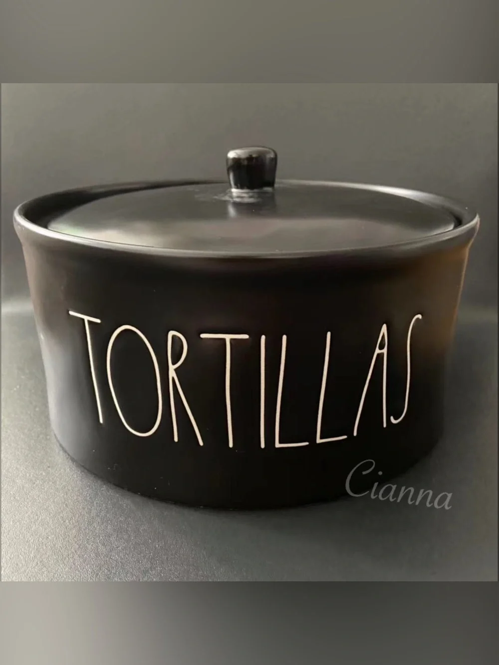Rae Dunn Black TORTILLAS Warmer